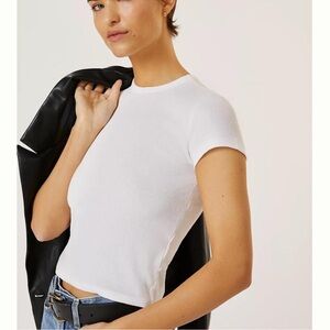 Anthropology Maeve Baby Tee Classic White Women's Top ribbed knit tshirt Small